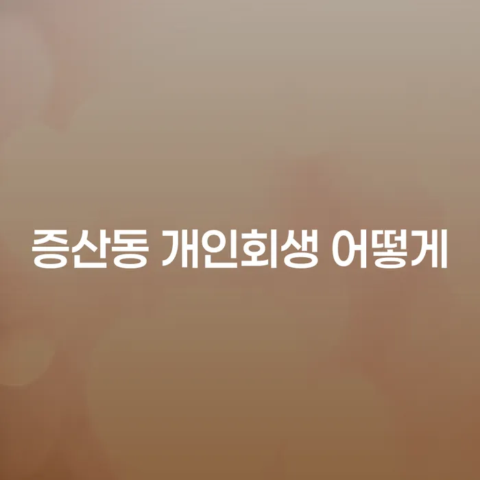 증산동 개인회생 어떻게