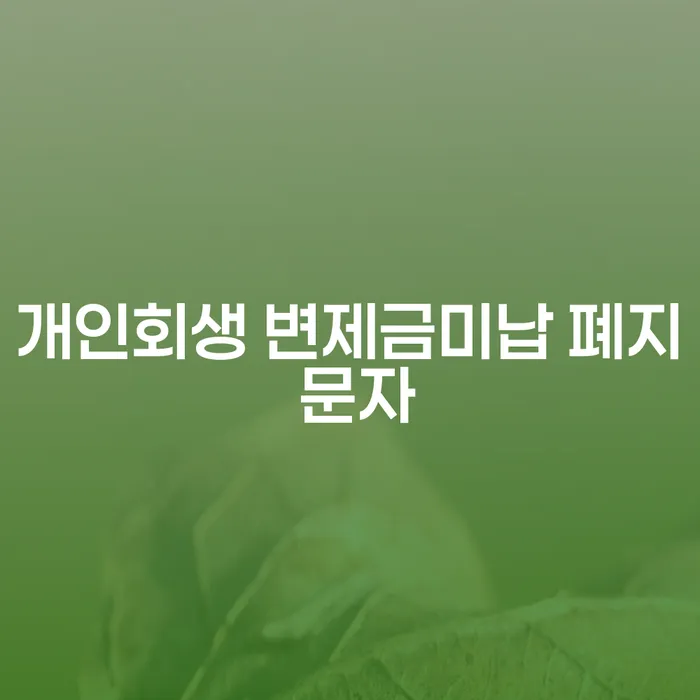 개인회생 변제금미납 폐지 문자, 나에게도 해당될까?